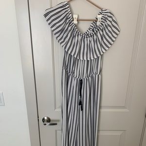 Black and white striped jumpsuit